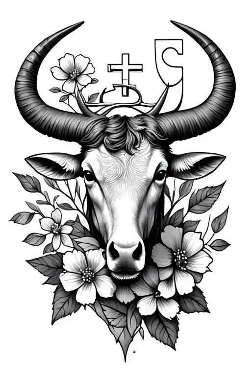 Taurus Symbol & Nurse Symbol With Flowers