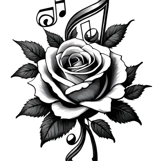 And Music Notw And A Rose Wrapped Around The Music Note