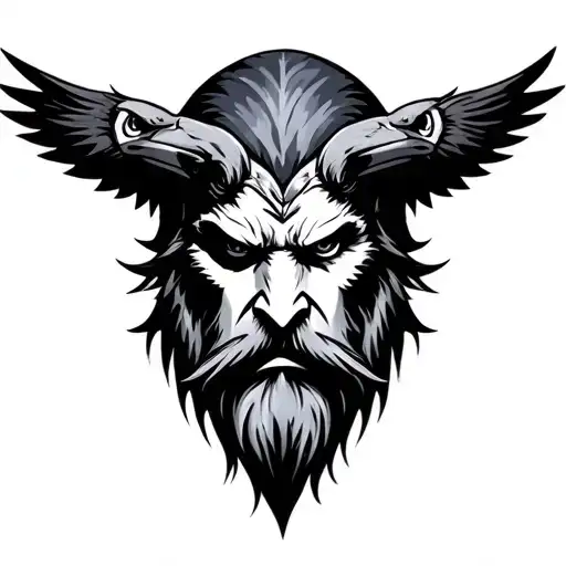 Odin Face With Ravens