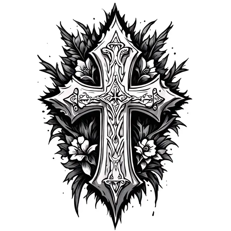 Discrete Background Of Cross Tatoo Design