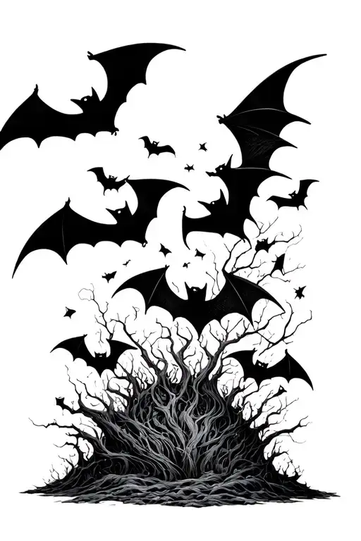 Black Simple Bats Flying