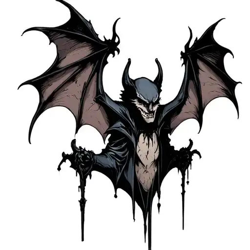 Gothic Bat With Wings And Gothic Cathedral