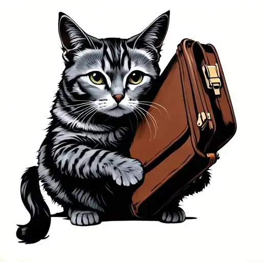 A Cat Holding Brief Case