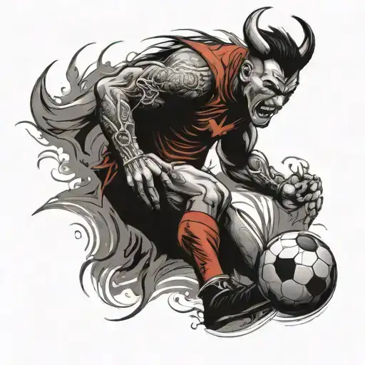 A Fierce Devil Rojo Player In Action On The Soccer Field