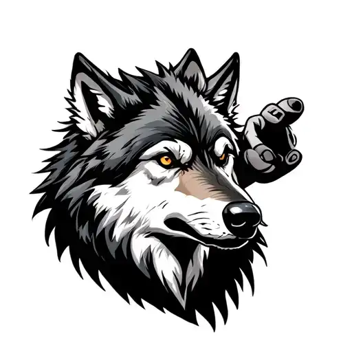Side Face Wolf Standing And Gives Warning For Wrist