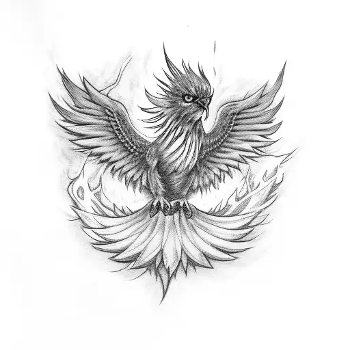 Phoenix Bird In Flames Breaking Chains