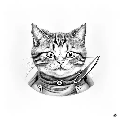 Cartoon Cat With Silverware