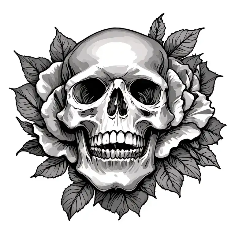 Small Sckull And Rose