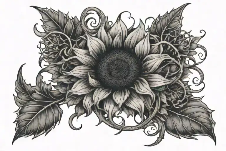 Sunflower And Antler Intertwined