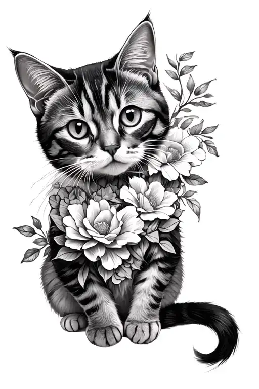 Floral Cat Upper Leg