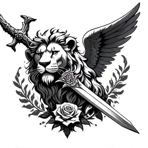 Rose Lion Angel Sword Warrior
