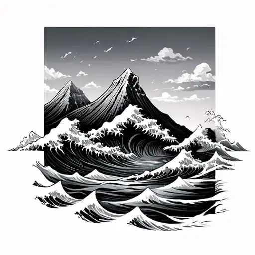 Mountain And The Ocean Wave Forming The Shape