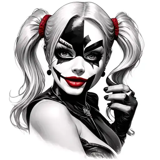 New Harley Quinn Taking Mask Off Of Old Harley