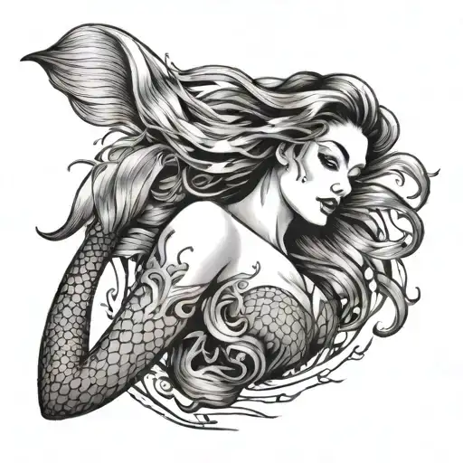 A Woman Turning Into A Mermaid