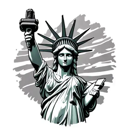 Lady Liberty Holding Gun