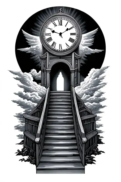 Clock With Stair Way To Heaven
