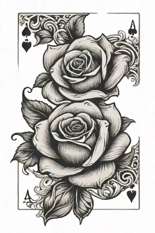 Playing Card Rose With Shotgun Intertwined