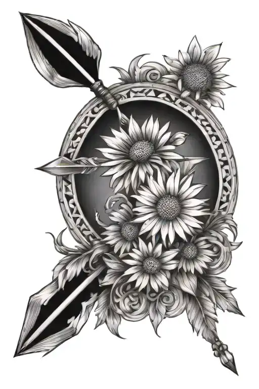 Native Arrow With Daisy And Aster Flower