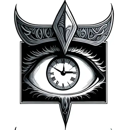 Eye Of Ra With A Clock Inside The Eye Inside