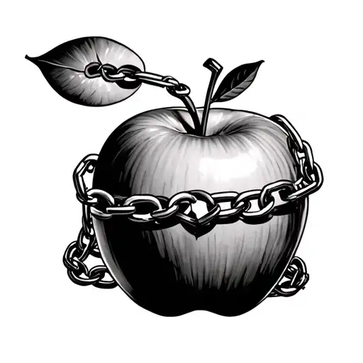 Make An Apple With A Chain Wrapping Around It With A Heart At The End With Brother In Japanese On It