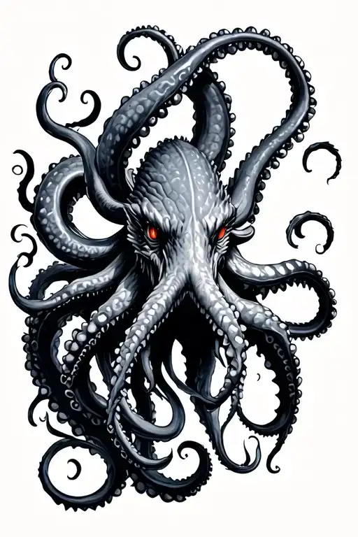 Kraken With Many Tentaci