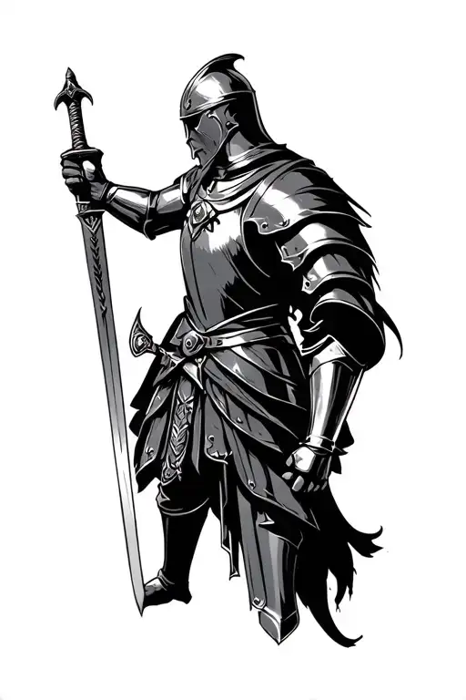 Knight Holding A Sword For Arm Sleeve
