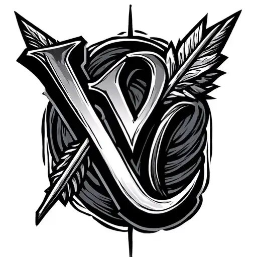 Arrow With Letter V And C