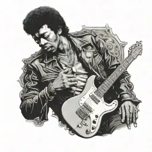 Jimi Hendrixplayin A Guitar With His Jacket
