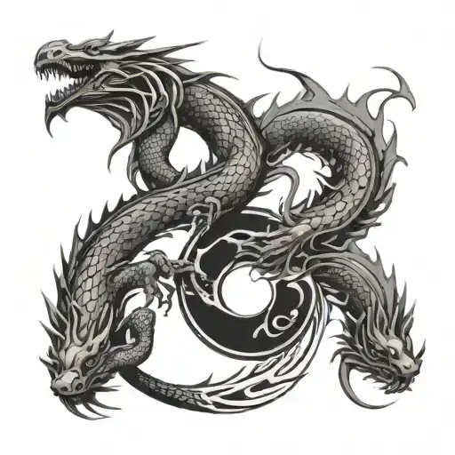 Two Dragons Forming The Yin Yang Symbol