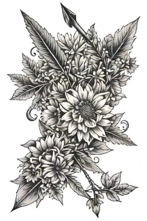 Arrow With Daisy And Aster Flower Bouquet