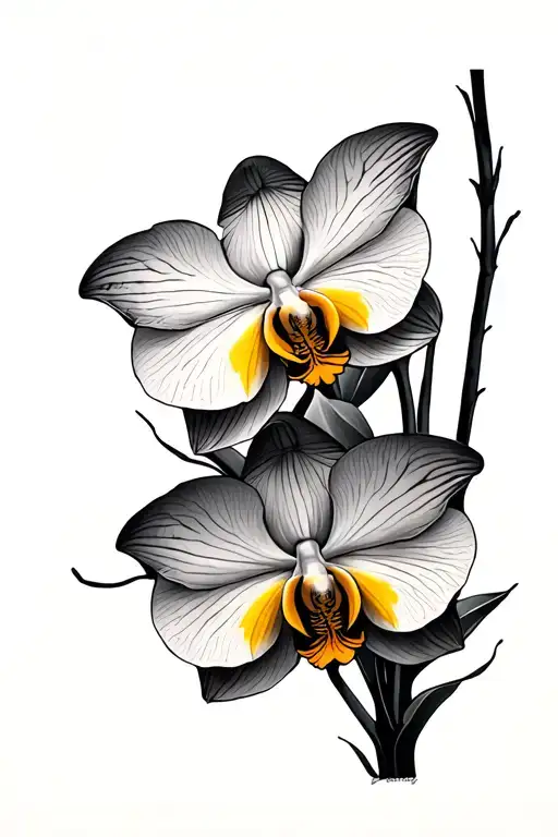 Yellow Moth Orchid Upper Back Tattoo That Goes Over The Shoulder