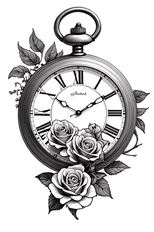 Pocket Watch With Roses Intertwined Symbolizing The Client's