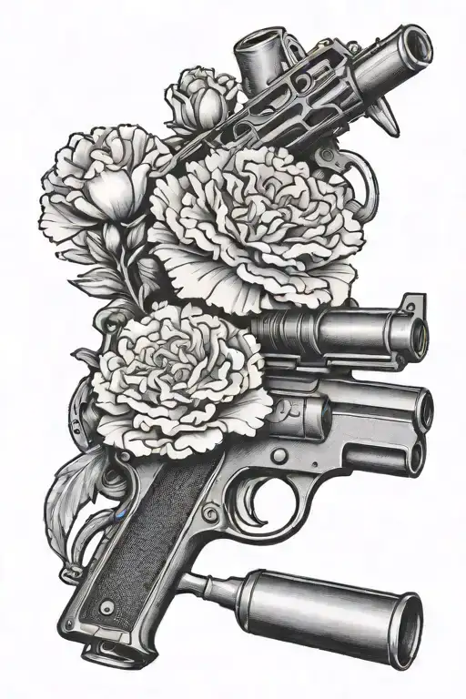 Carnation Flower In A Machine Gun