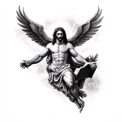 Full Sleeve Man Tatoo Heaven And Hell Jesus Christ Bible Versus