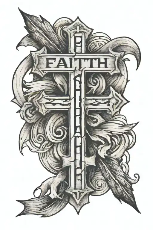 Cross Pencil Scrached With Word Faith Written Beside