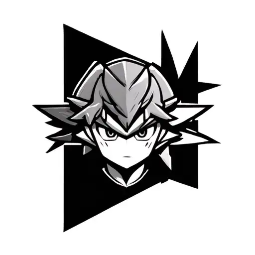 Deku Link From Majoras Mask With Geometric Shapes In Background