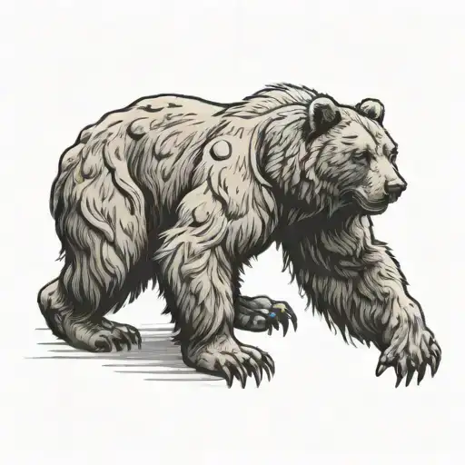 A Bear Standing On All Four In Fighting Lion Pose
