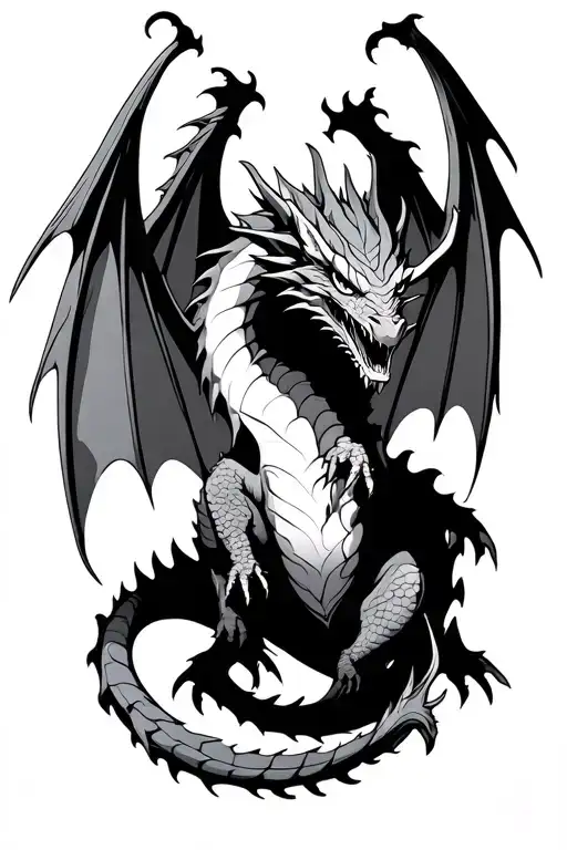 Dragon With Torn Wings Spread