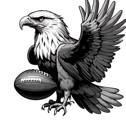 Eagle With Wings Out Holding Super Bowl