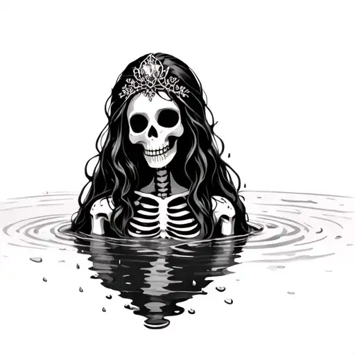 Skeleton Princess In A Rain Puddle