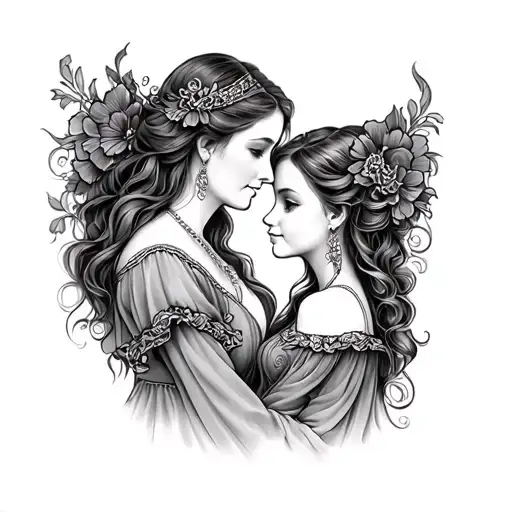 Mother And Daughter Irish Welsh Half Sleeve Tattoo Design