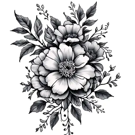 Floral And Vine Thigh Tatoo Idea Based