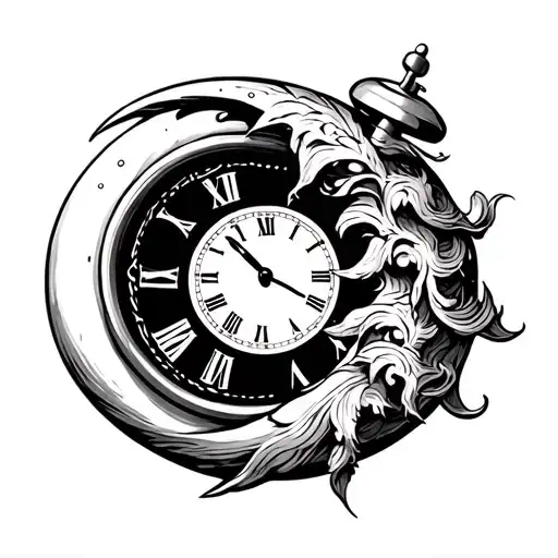 Crescent With A Pocket Clock And A Fine Line