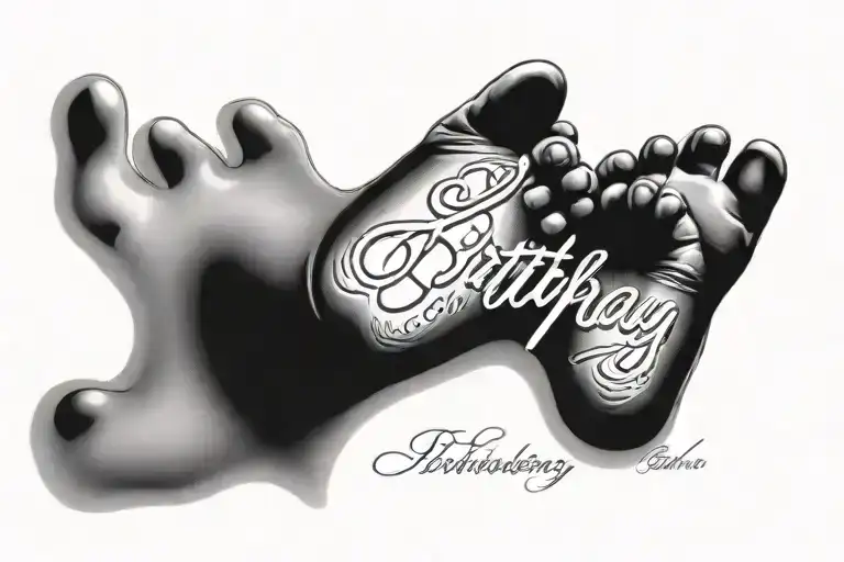 Baby Footprint With Birthday And Name Written