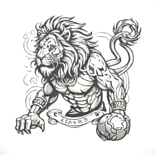 A Gym Fighting Champion With Lion Tattoos Covering Their Body