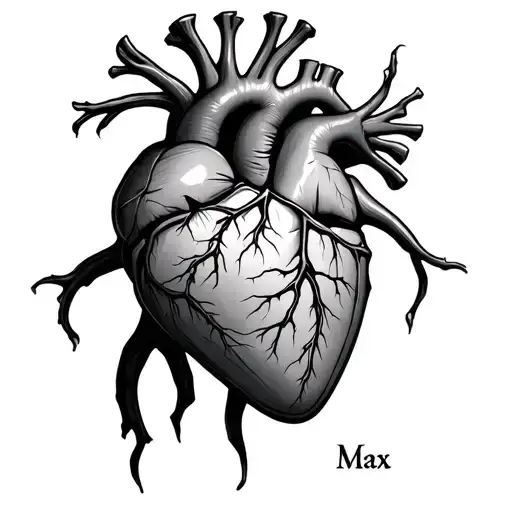 Anatomical Heart With Scar And The Name Max