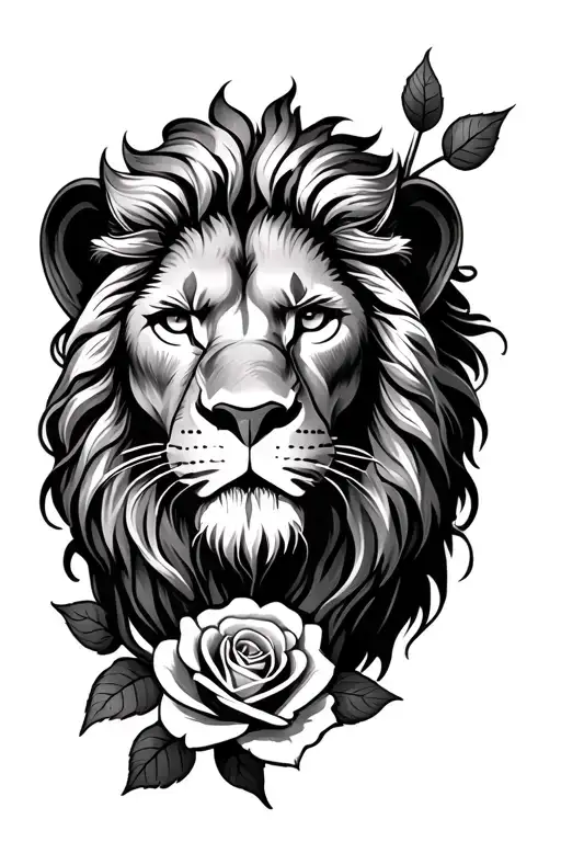 Lion's Head That Rules With A Rose That Ends On The Wrist