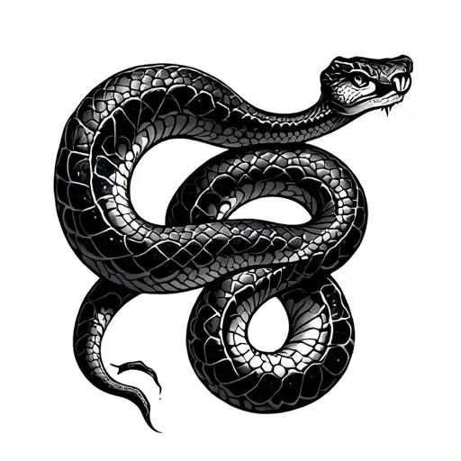 A Simple Tattoo With A Snake Wrapping An Thin Lines All Over
