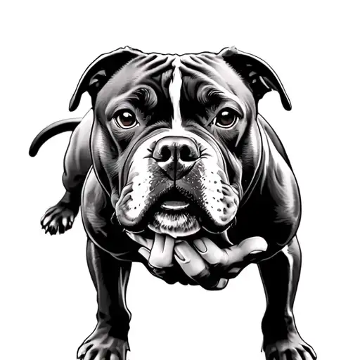 Man Holding A Fighting Pitbull Dog