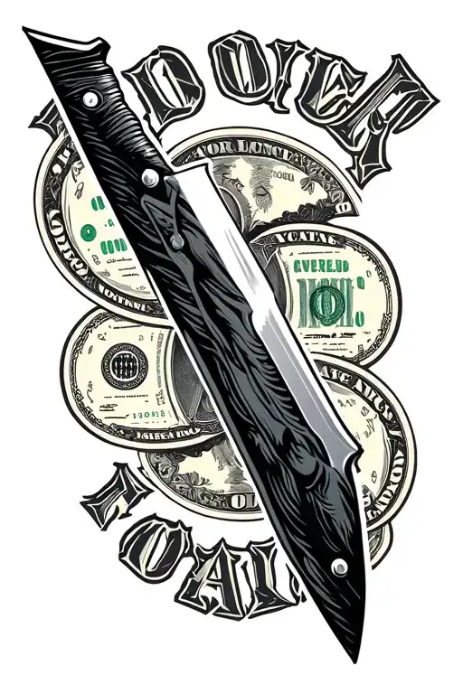 Power Over Money With A Blade In The Middle Of The Words Dividing It In Half